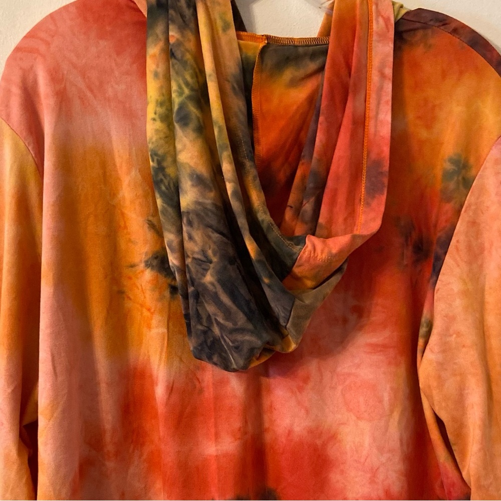 Jolie & Joy by FCT with Love Orange Tie Dyed Long Sleeves Zip Up Hoodie. - Picture 5 of 5